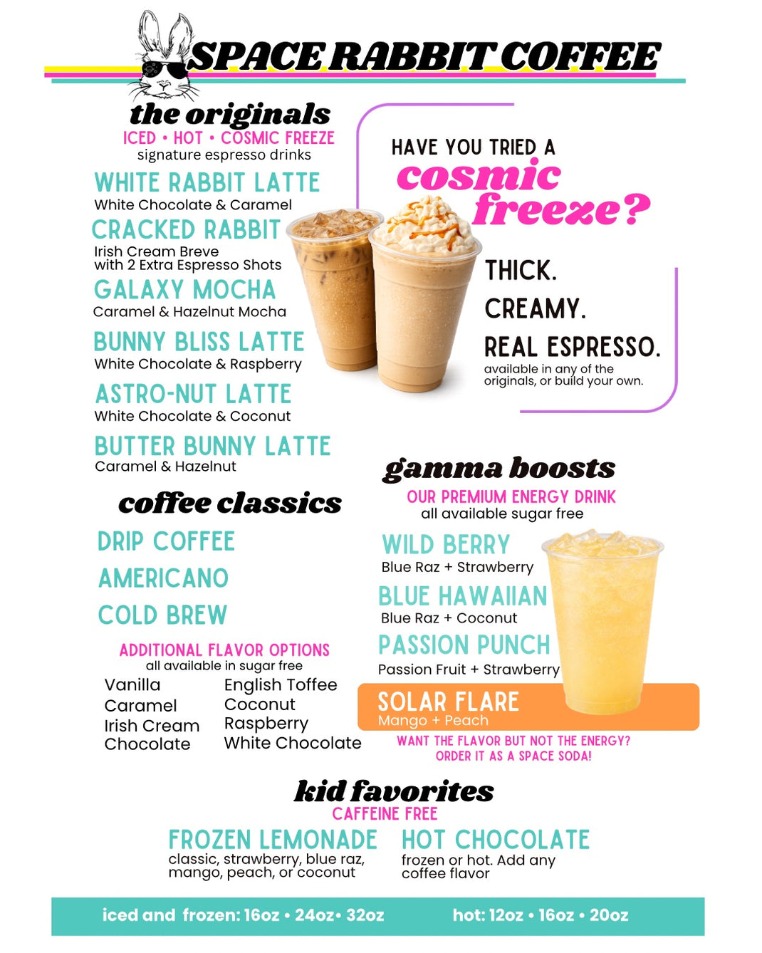 Menu – Space Rabbit Coffee